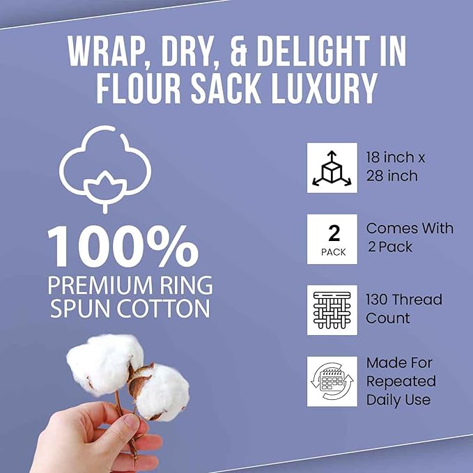 WHITEWRAP Flour Sack Towels| Tea Towel for Crafts| Kitchen Dish Cotton Blank Towel for Embroidery|Baking Bread Proofing Linen Cover| Thick Absorbent Quick Dry| 2 Pack 18"x28" Natural