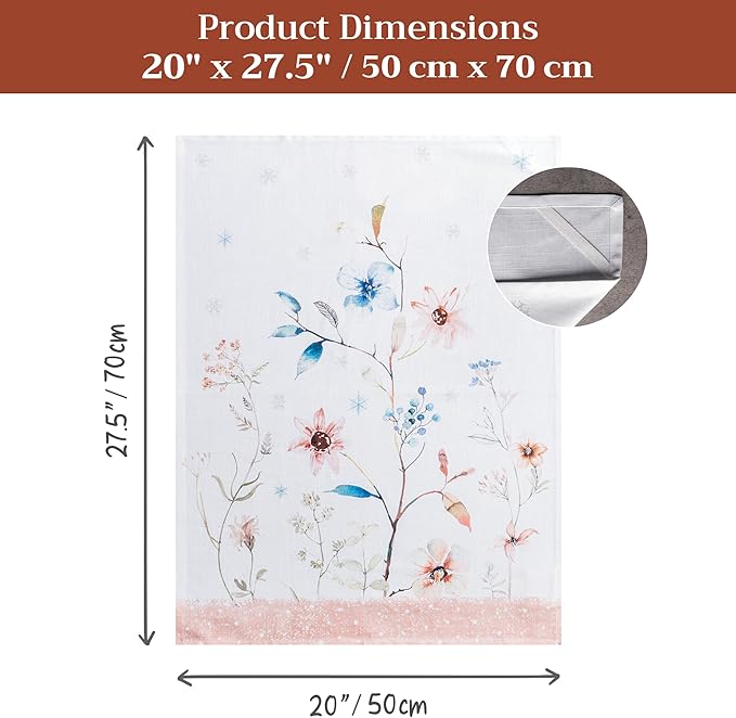 Maison d' Hermine Kitchen Towels Set of 3 100% Cotton 20" x 27.5" Reusable Cloth Tea Dish Towels Absorbent with Hanging Loop for Kitchen Dining Thanksgiving Christmas Decorations (Ice Florals)
