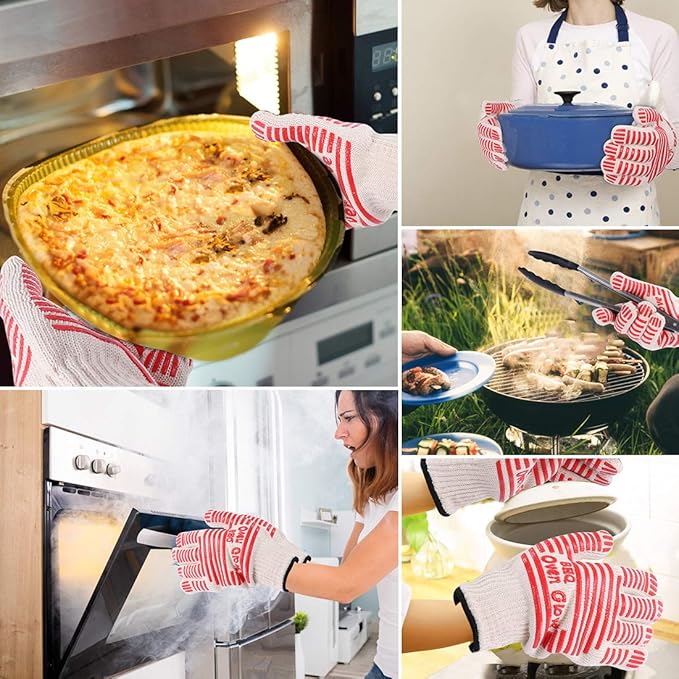 CZSYZCZS Extreme Heat Resistant Oven Gloves - 932F - Cooking Gloves for BBQ, Grilling, Baking,Cutting, Smoker Fireplace