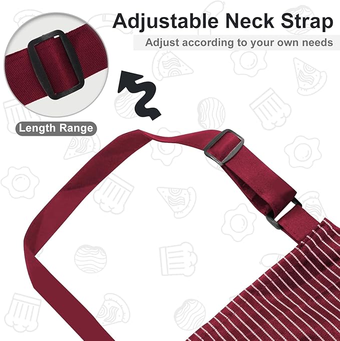 VALOME 2 Pack Kitchen Aprons, Apron for Cooking with 2 Pockets, Unisex Adjustable Neck Strap Chef Aprons for Men Women