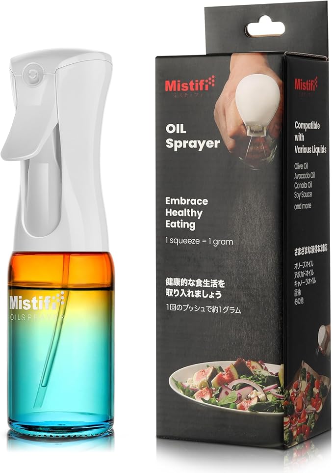 Mistifi Oil Sprayer 150ml glass bottle. Upgraded Version.Fine Mist Spray Bottle for Air Fryer, Olive Oil, Avocado Oil, Healthy Nonstick Frying, Commercial & Home Kitchen Use (PS635)
