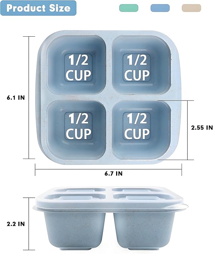 Emptycolor 3 Pack 4 Compartment Lunch Snack Containers with Lids, Meal Prep Bento Snack Boxes, BPA Free, Reusable Food Storage Lunchable Containers for People Work Travel