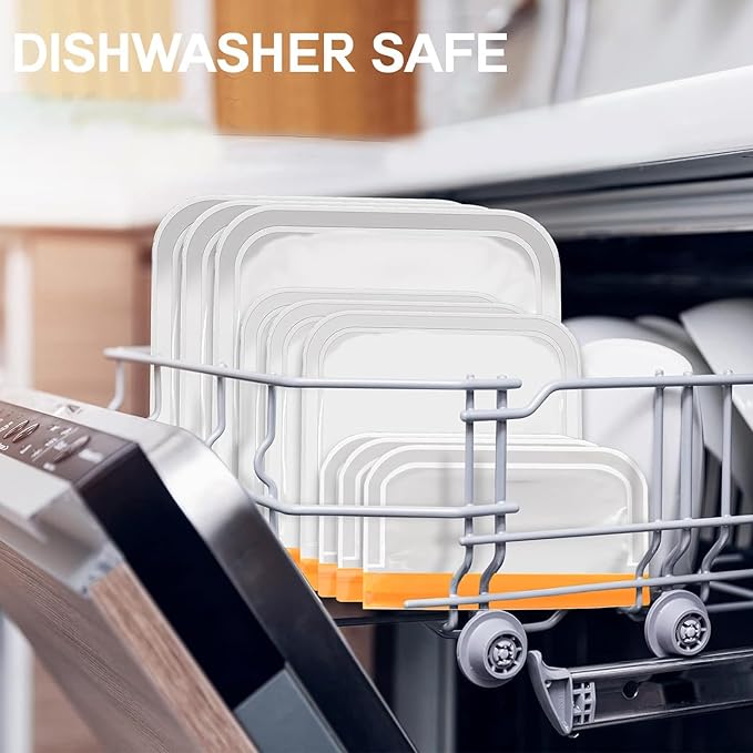 5 Pack Sandwich Bags, Extra Thick BPA Free, Dishwasher & Freezer Safe Food Storage Bags for Lunch, Snacks & Home Organization (Orange, 5 Pack Sandwich Bags)