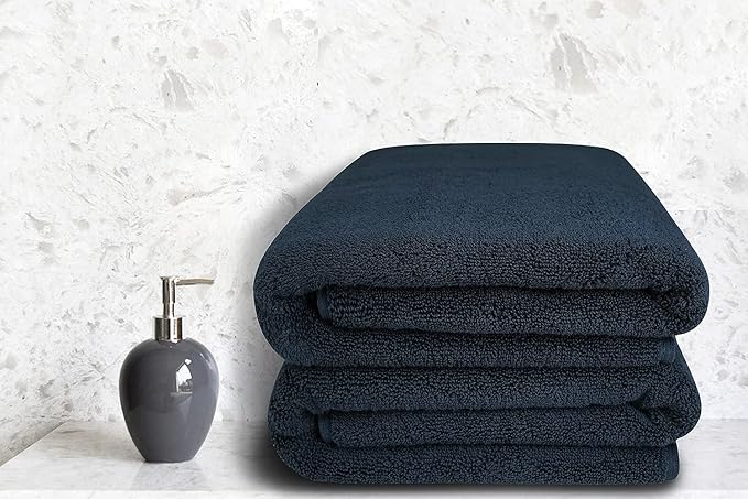 BIOLINEN Luxury 100% Cotton Bath Towels – Ultra Soft, Highly Absorbent, Quick-Dry – Premium Quality for Home, Spa & Hotel (Black, 30x60)