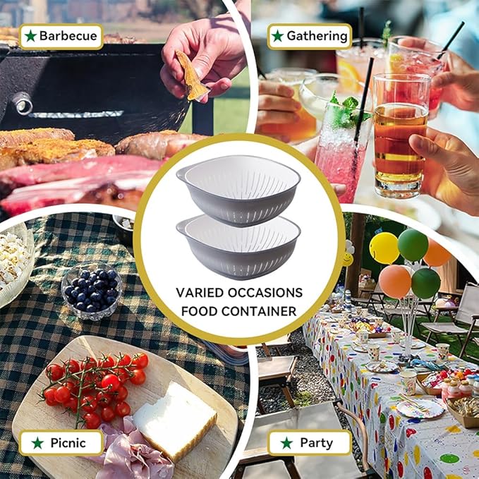 Colander Bowl Set of 2, Nesting Large Capacity Plastic Food Strainer for Pasta, Vegetables and Fruits Washing Draining Basket, Space Saving, BPA Free