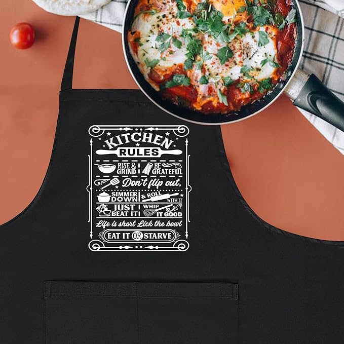 Funny Aprons for Women with Pockets, Cute Cooking Baking Kitchen Aprons for Mom Chef, Gifts for Birthday Christmas