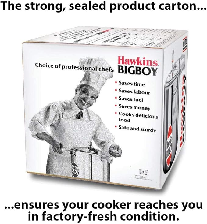 Hawkins 18 Litre Bigboy Pressure Cooker, Big Inner Lid Cooker, Silver (BB18), Aluminium