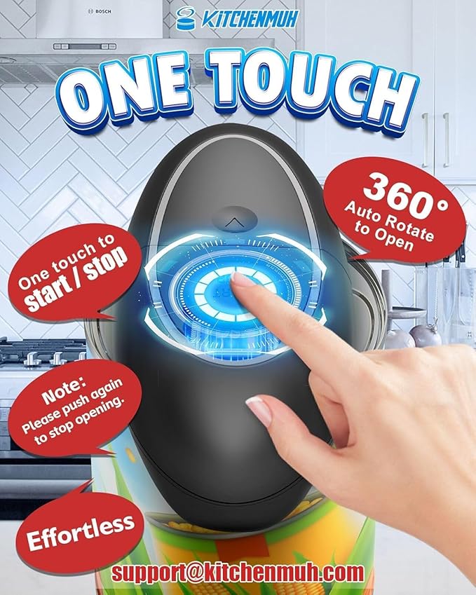 One Touch Electric Can Opener Fits All Can Sizes for Seniors with Arthritis, Battery Operated Can Opener with Smooth Edge, Food Safe Kitchen Gadgets Automatic Can Opener for Kitchen