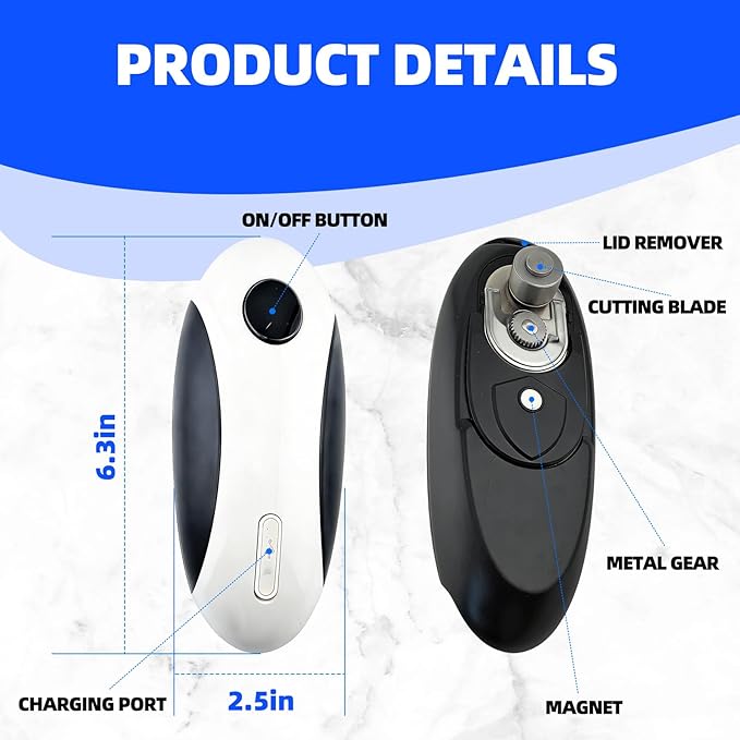 Rechargeable Magnetic Electric Can Opener - Type-C Fast Charge, Smooth Edge, for Seniors, Arthritis Sufferers & Low Grip Strength Users