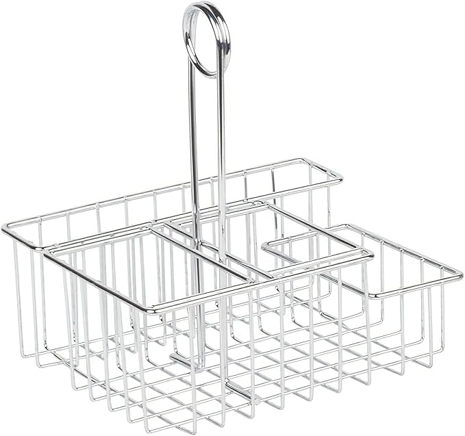 GET Modern Chrome Metal Four Compartment Condiment Caddy Table Caddies Collection