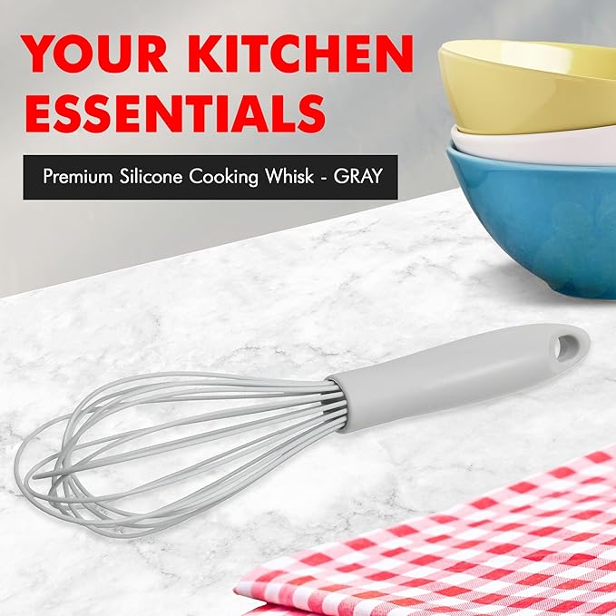 Chef Craft Premium Silicone Wire Cooking Whisk, 10.5 inch, Gray