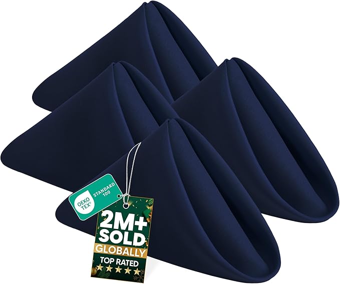 Utopia Home [24 Pack, Navy Blue] Cloth Napkins 17x17 Inches, 100% Polyester Hemmed Edges, Washable and Reusable Ideal for Parties, Weddings and Dinners