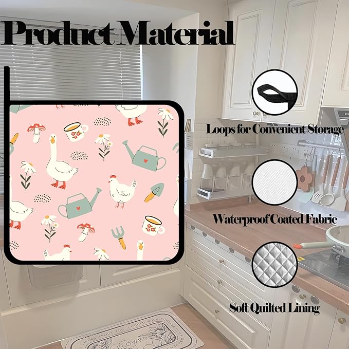 Cute Goose and Chicken Pot Holders 2 PCS,Kitchen Heat Resistant Hot Pads for Cooking Grilling Baking BBQ, Pot Holders for Women Cook Home Microwave