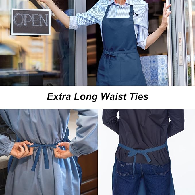 15 Pcs Adult Aprons Bulk with Pockets Adjustable Bib Chef Apron for Women Men Painting Cooking Crafting (S/L)