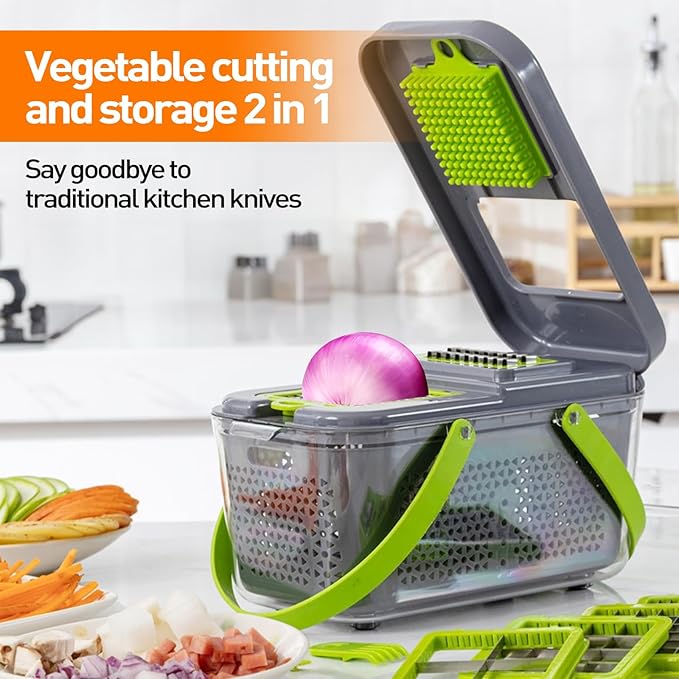 APSARAS USA Pro 18 in1 Vegetable Chopper, Food Chopper with Container, Veggie Slicer & Cutter for Onion Salad,Kitchen Gadgets Accessories,Home Essential Gadget&Kitchen,1.8L
