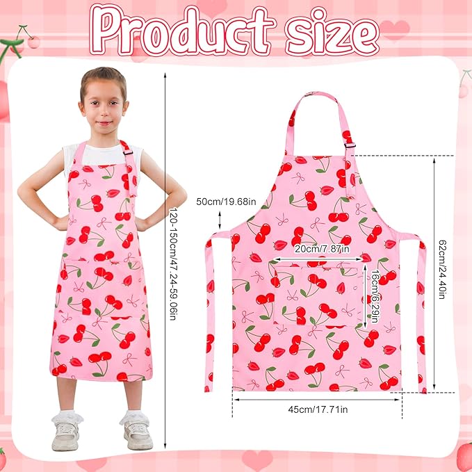 2 Pack Kids Apron, Cute Cooking Aprons, Waterproof Art Apron with Pockets, Toddler Painting Artist Apron Adjustable