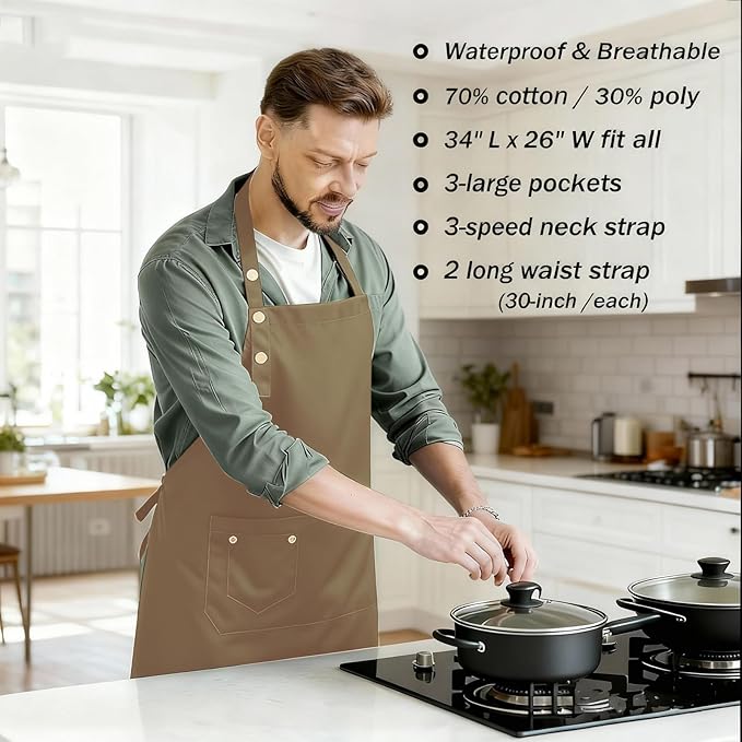 MORNITE Art Aprons for Painting Pottery Ceramics, Mens Women Kitchen Cooking Aprons Waterproof Green