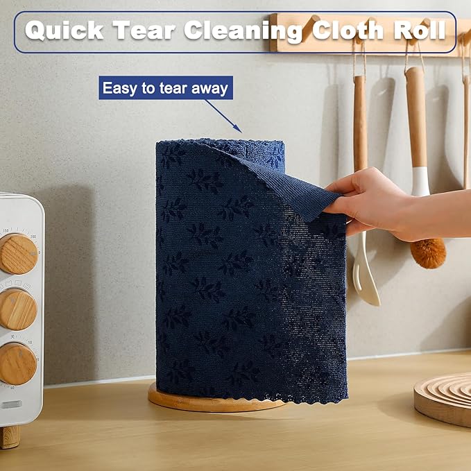 Microfiber Cleaning Cloth Roll,80 Pack Cleaning Towels,Lint Free Rags Paper Towels & Tear Away Reusable Towels,Washable Shop Rags Floral Wipe Cloth,Wash Cloths Dish Rags for Car Kitchen Window