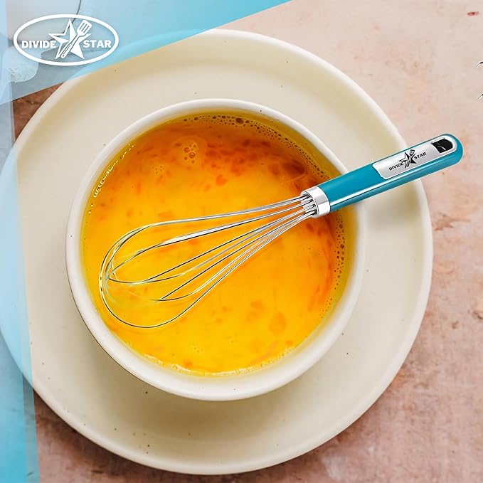 Stainless Steel Whisk 12 Inch Large Balloon Whisk for Baking - Heavy-Duty Hand Mixer with Ergonomic Handle Food Grade Kitchen Tool for Eggs, Batter & Cream – Dishwasher Safe (Turquoise)
