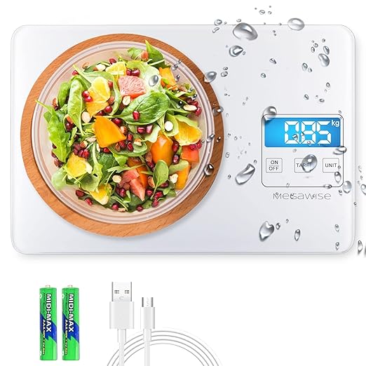 MEGAWISE Digital Kitchen Scale, 33lb Food Scale with LCD Display, High Precision Sensors, Tare Function, Unit Conversion, Ideal for Baking, Cooking, and Meal Preparation (White)