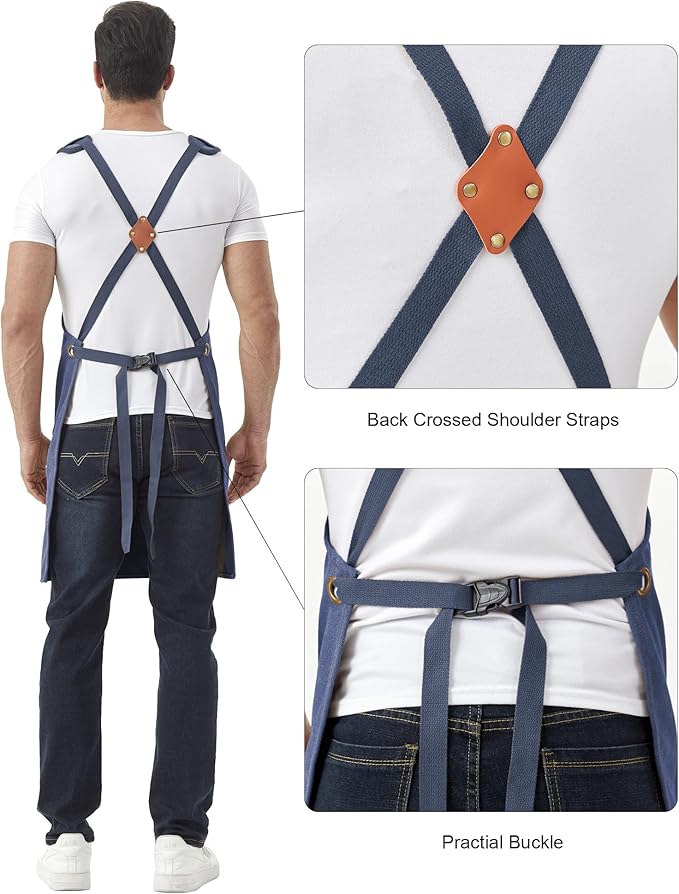 Nanxson Canvas Work Apron, Heavy Duty Carpenter Welding Apron with Wide Braces, Ideal for Gardening and Carpenters