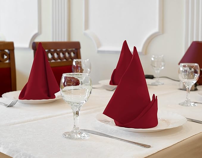 Utopia Kitchen Red Cloth Napkins [12 Pack, 18x18 Inch] Absorbent Cotton Blend Washable and Reusable for Dinner, Restaurant, Lunch, Wedding and Hotel