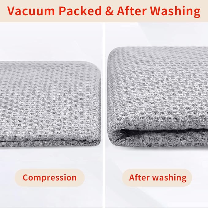 Homaxy 100% Cotton Waffle Weave Kitchen Dish Cloths, 4-Pack Ultra Soft Absorbent Dish Towels, Quick Drying Dish Rags, 12 x 12 Inches, Light Gray