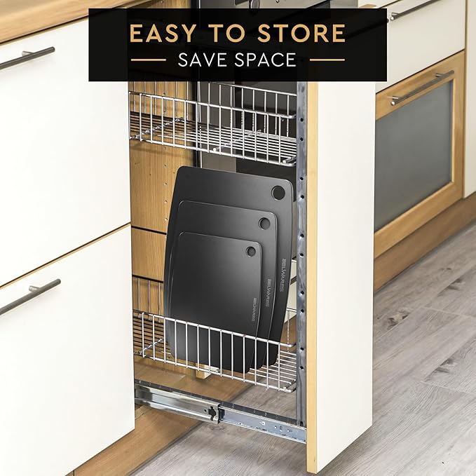 Dishwasher Safe Cutting Board for Kitchen - Large Composite Wood Chopping Board, Thin & Lightweight, Heat Resistant, BPA-Free, Eco-Friendly Cutting Board for Meal Prep, 14.5 x 11.25 Inch (Slate Black)