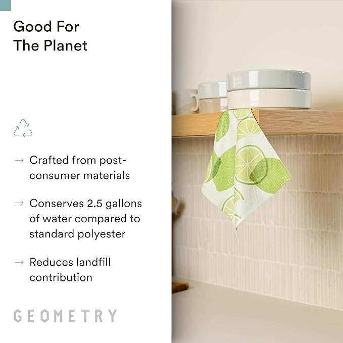 GEOMETRY Kitchen Dish Cloths - Spring & Summer Collection - Premium Dishcloths with Geoweave - Absorbent & Fast Drying Kitchen Towels - Lemon Delight, 10" x 10" - 3-Pack