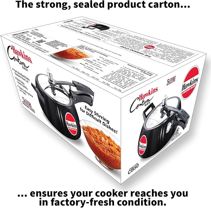 Hawkins Contura Black Pressure Cooker, 5 Litre, Black (CB50)