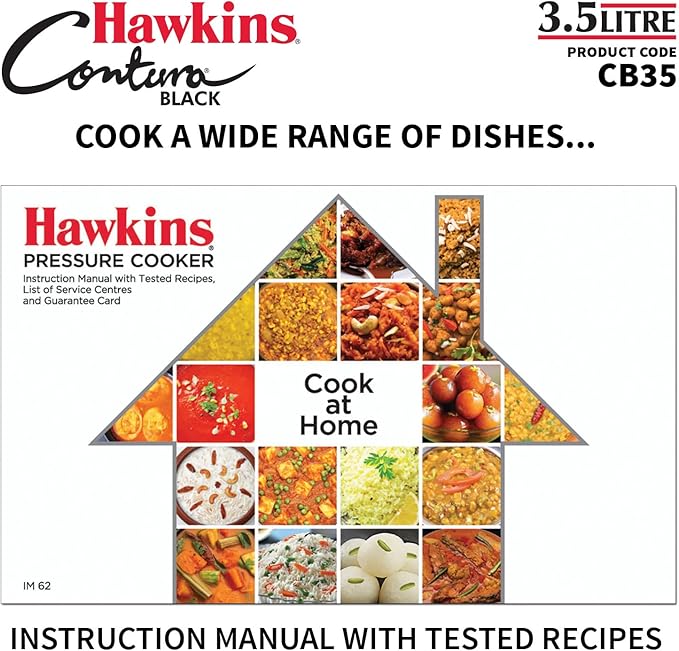 Hawkins 3.5 Litre Contura Black Pressure Cooker, Hard Anodised Inner Lid Cooker, Handi Cooker, Black (CB35)