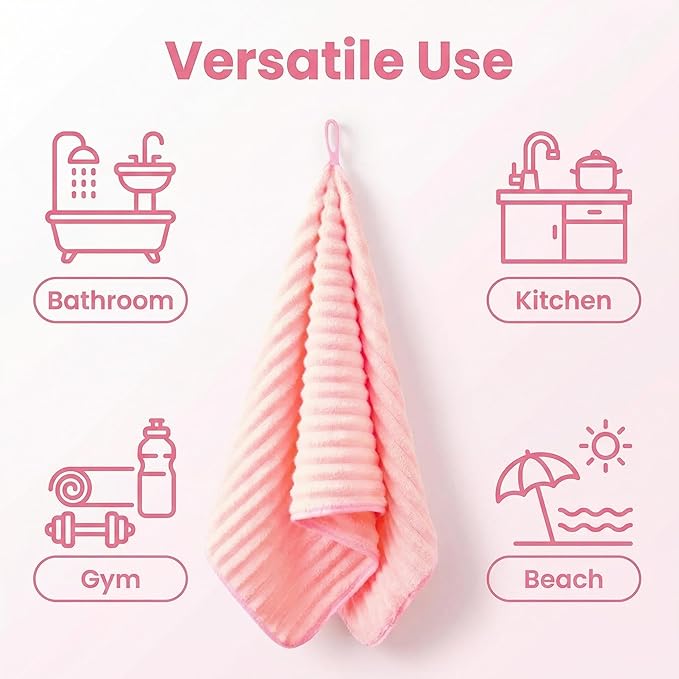 4PCS Pink Microfiber Hand Towels for Bathroom Christmas Decorations Quick Dry Small Towel Set Bathroom Kitchen 14 x29.6inch