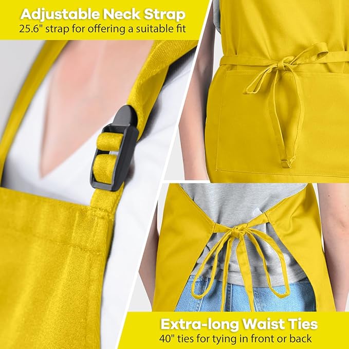 ROTANET Extra Large Apron for Men Adjustable Bib Aprons with 2 Pockets Cooking Kitchen Women Chef Water & Oil Resistant