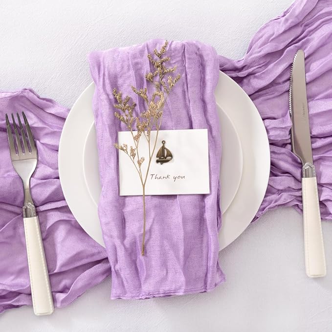 50 Pack Lilac Cheesecloth Napkins Cloth Spring Summer Cloth Napkins Set of 50 Bulk 21x21 Inches for Wedding Baby Bridal Shower Birthday Dinner Party Home Table Decor