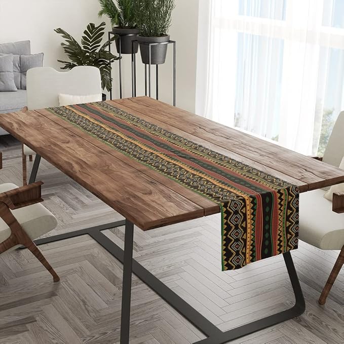 Traditional African Tribal Table Runner, African Table Runner Decor for Dinning Room Kitchen Home Vintage Pattern Table Runner Decorations for Holiday Party, Housewarming Gifts for Ideas, 13X72Inches