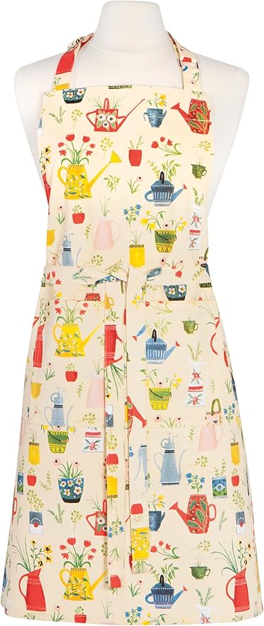 Now Designs Watering Cans Chef Apron, W28 x L32in, Durable Kitchen & Garden Wear