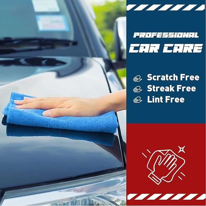 TEAWOO Microfiber Towels Bulk-150 Pack, Cleaning Cloths, Microfiber Towels for Cars, Cleaning Rags Blue (12x12 inches)
