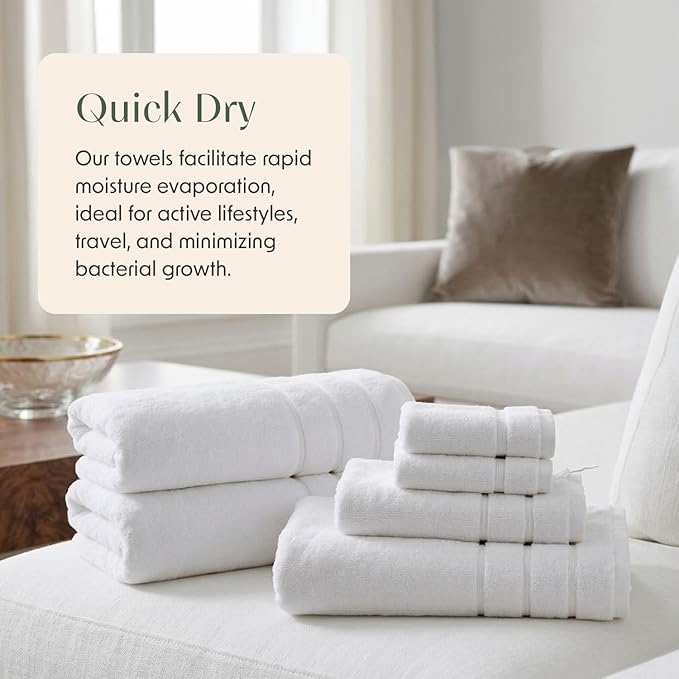 Springtree Home Luxury Turkish Cotton Bath Towels Set | 100% Turkish Cotton | Premium Bath Towels | Ultra Soft Thick Plush & Highly Absorbent | Luxury Hotel & Spa Bathroom Towels | Alpine White