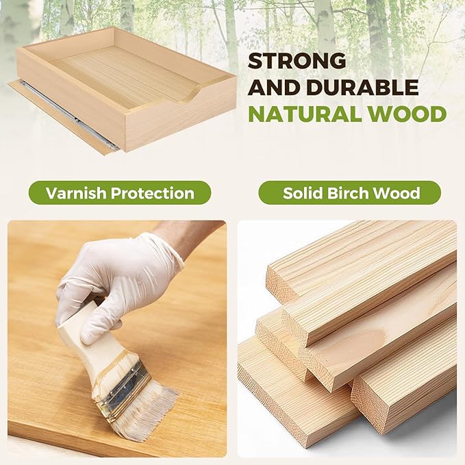 Pull Out Drawers for Cabinet 14.5" W x 22" D x 4.5" H Wood Slide Out Organizer and Storage Kitchen Cabinet Drawers Slide Out Shelves Pull Out Shelves in Kitchen Pantry Bathroom with Soft Close