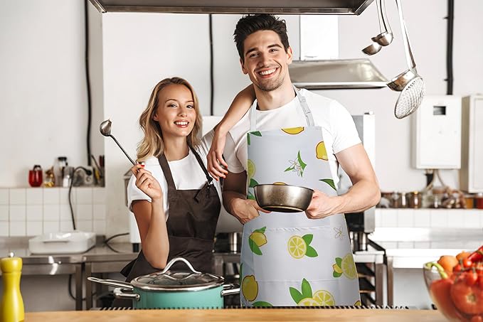 ZiQilin Adjustable Waterproof Kitchen Apron for Women with 2 Pockets Cooking Chef Apron Gardening Funny BBQ Aprons for Men