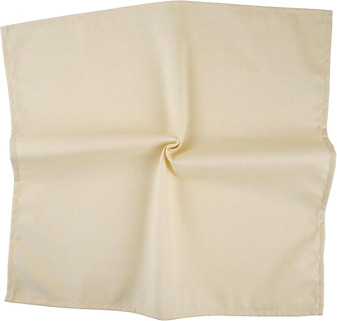 Solid Color Cotton Blended Dinner Cloth Napkins - Set of 12 (17 x 17 inches) - for Events & Home Use (Beige)
