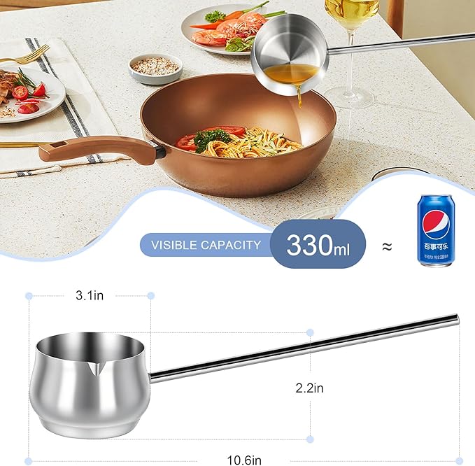 2 Pcs Stainless Steel Soup Ladle with Pour Spout, Long Handle Gravy Scoop Spoon for Punch Bowl, Sauce & Cooking, Heat-Resistant SUS304 Ladle with Spout