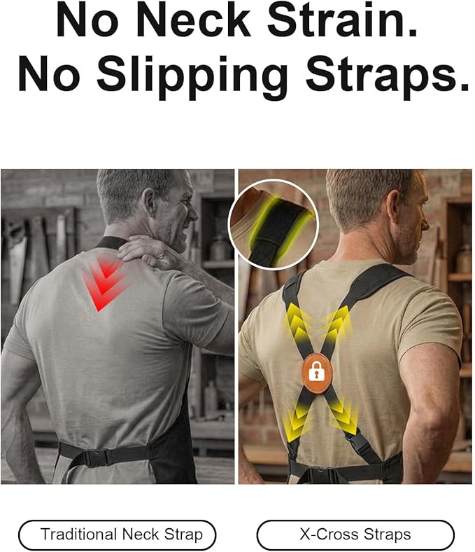 Heavy Duty Canvas Tool Aprons for Men: 6-Pocket, with Quick-Release Buckle, Ergonomic X-Cross Back, Adjustable Waist 28"–71", Mechanics Apron for Men, Ideal for Woodworking, Workshop, DIY & Carpentry