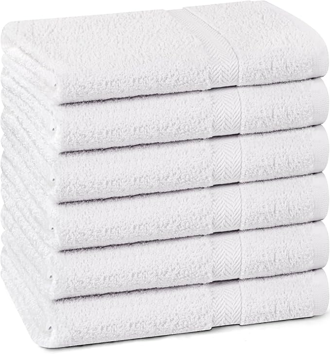 Towel and Linen Mart 100% Cotton White 6 Pack Bath Towel Set, Quick Dry, Super Absorbent, Light Weight, Soft Feel for Hotel, Spa and Bathroom (27 X 54) (White, 27 x 54 6 Pack)