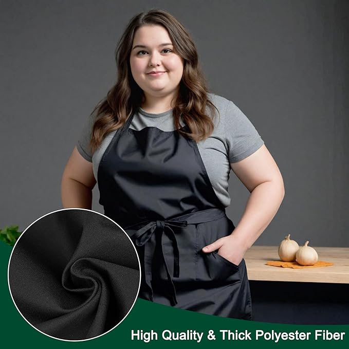 5 Pack Black White Apron, Chef Servers Waitress Aprons with Pockets for Men Women, Professional Work Apron