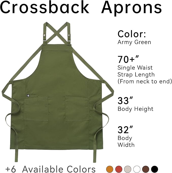 Unisex Kitchen Apron, Cross Strap Apron with 2 Pockets, Durable Waterproof Professional Apron