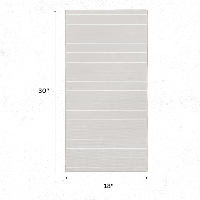 HALL & PERRY Kitchen Tea Towel, Ultra Soft, Quick Dry Microfiber Dish Cloths - 18"x30" Premium Quality Waffle Towel - Stripes and Plaid, Taupe (1, Oakley)