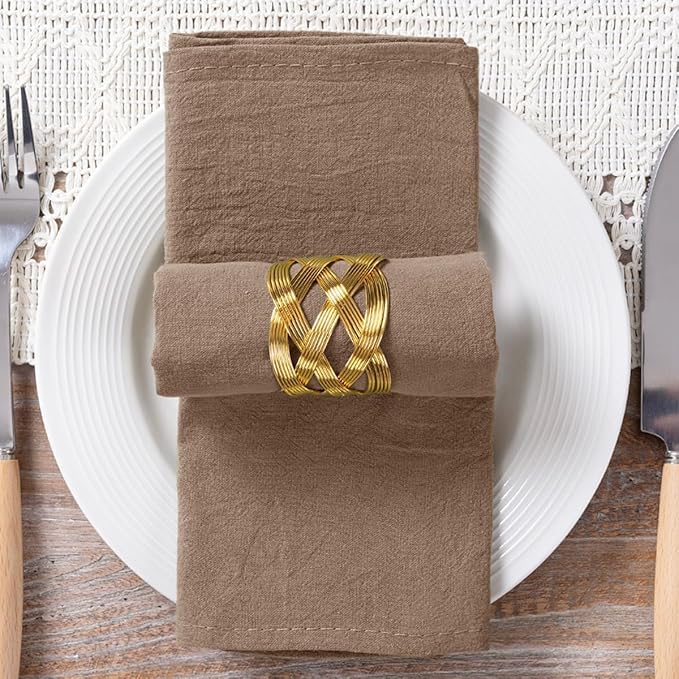 MLMC 4 Pack Nude Cloth Napkins Rustic Washable Cotton Linen Napkins Set of 4 17"x17" Reusable Brown Dinner Napkins Cloth for Wedding Party Reception Gathering Table Decorations
