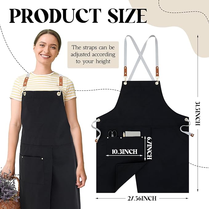 Crossback Pottery Apron Split Leg with Large Pocket Canvas Apron with Adjustable Strap for Art Garden Nail Tech Hairstylist