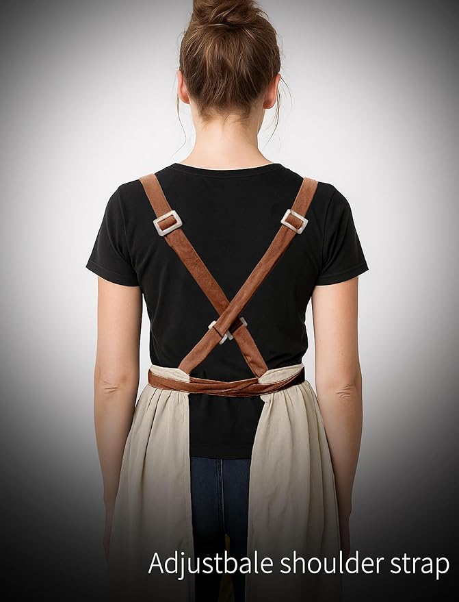 Pinknoke Vintage Pinafore Apron Dress for Women with Pockets Cute Floral Chef Aprons for Kitchen Cooking Baking Gardening